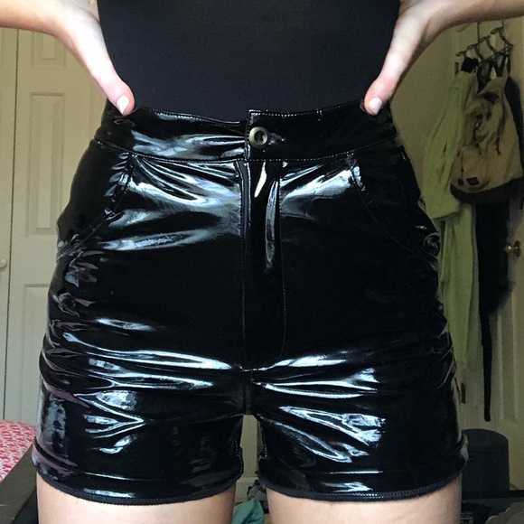 Black Leather Shorts - Picture 1 of 2